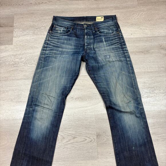 G Star Raw 3301 Straight Whiskered Jeans Men's 32x32 Streetwear - Picture 2 of 10